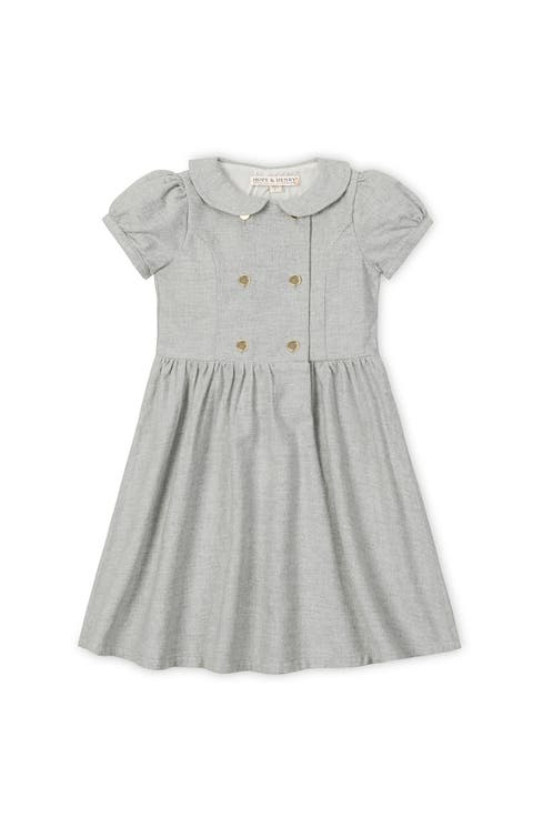 Kids' Organic Double Breasted Flannel Dress with Collar