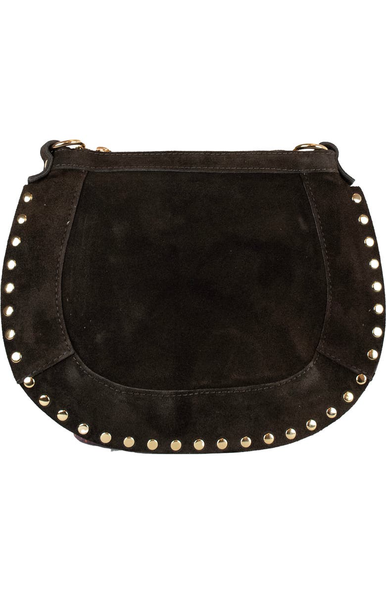 Persaman New York Adele Studded Suede Crossbody Bag, Main, color, Brown