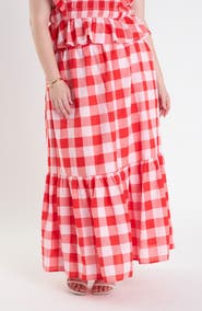 English Factory Gingham Midi Skirt
