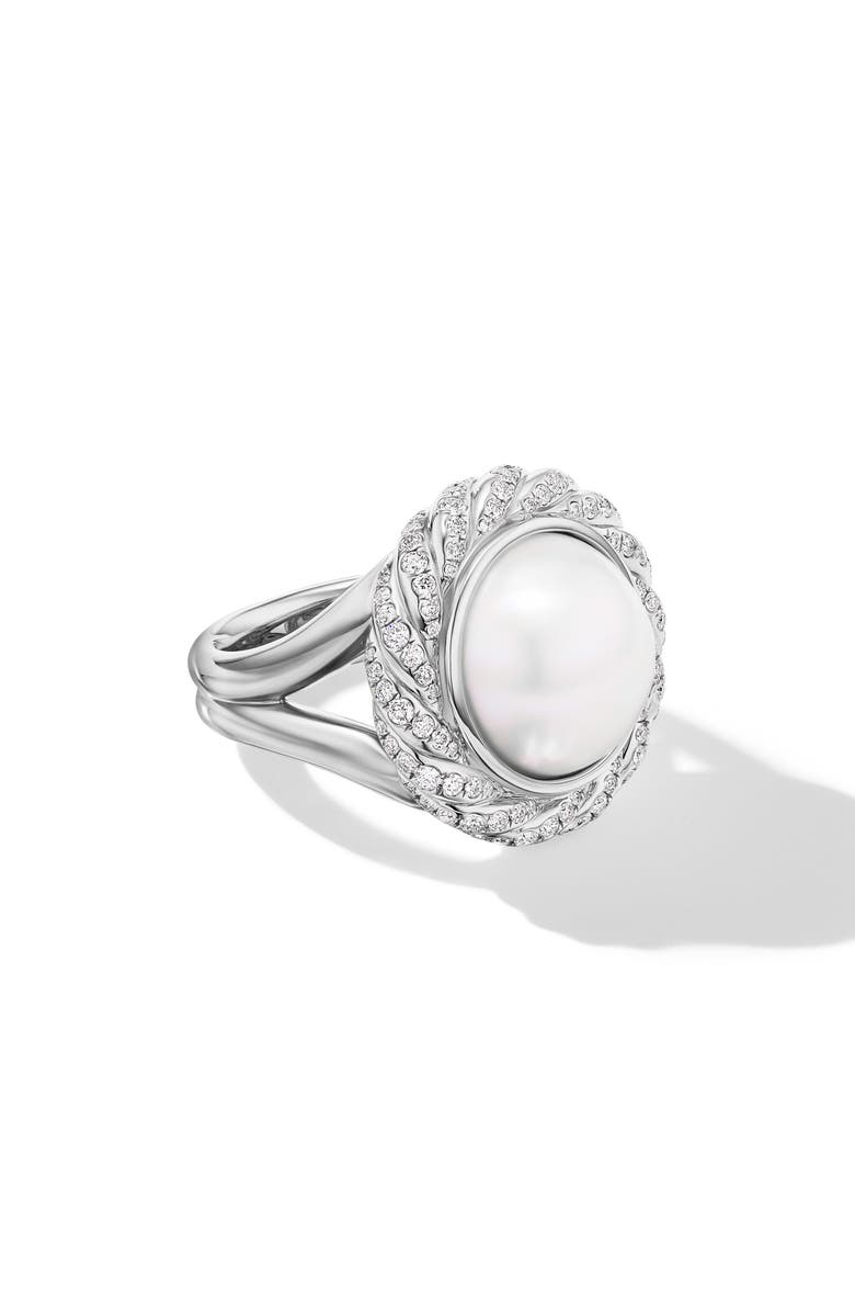 David Yurman Pearl Classics Cable Halo Ring with Diamonds, Alternate, color, 