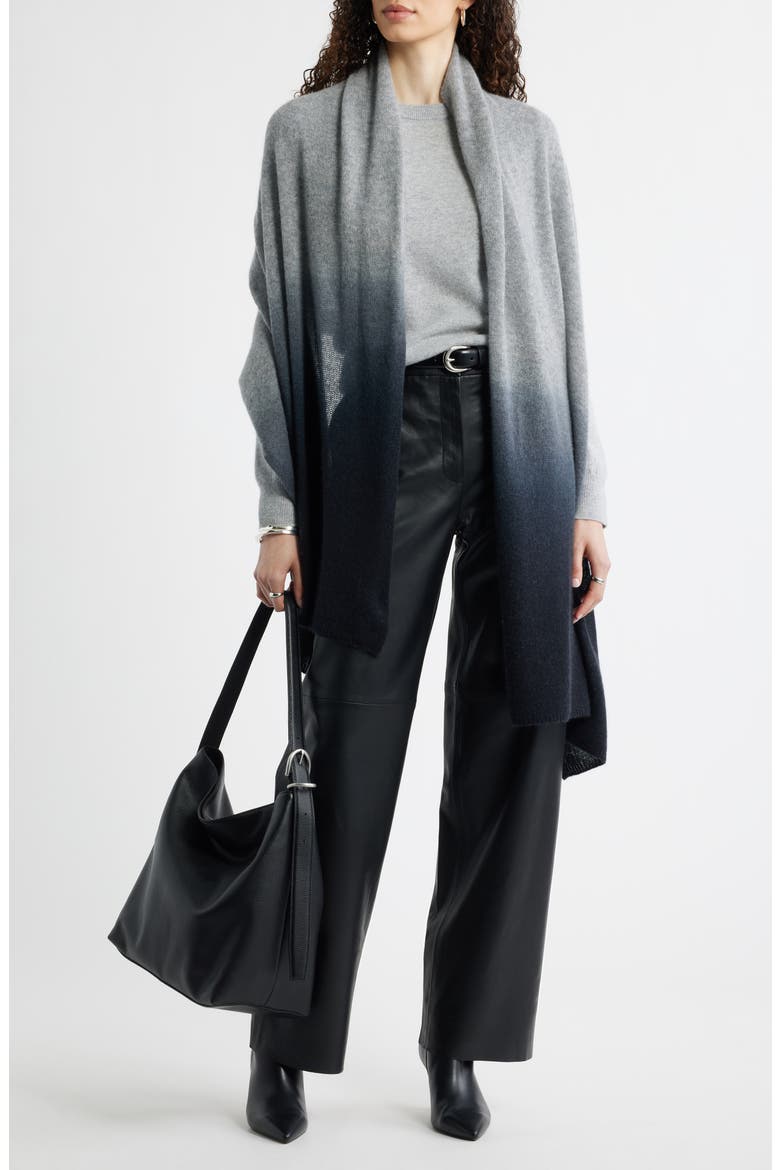 Ombré Cashmere Wrap, Main, color, BLACK- GREY
