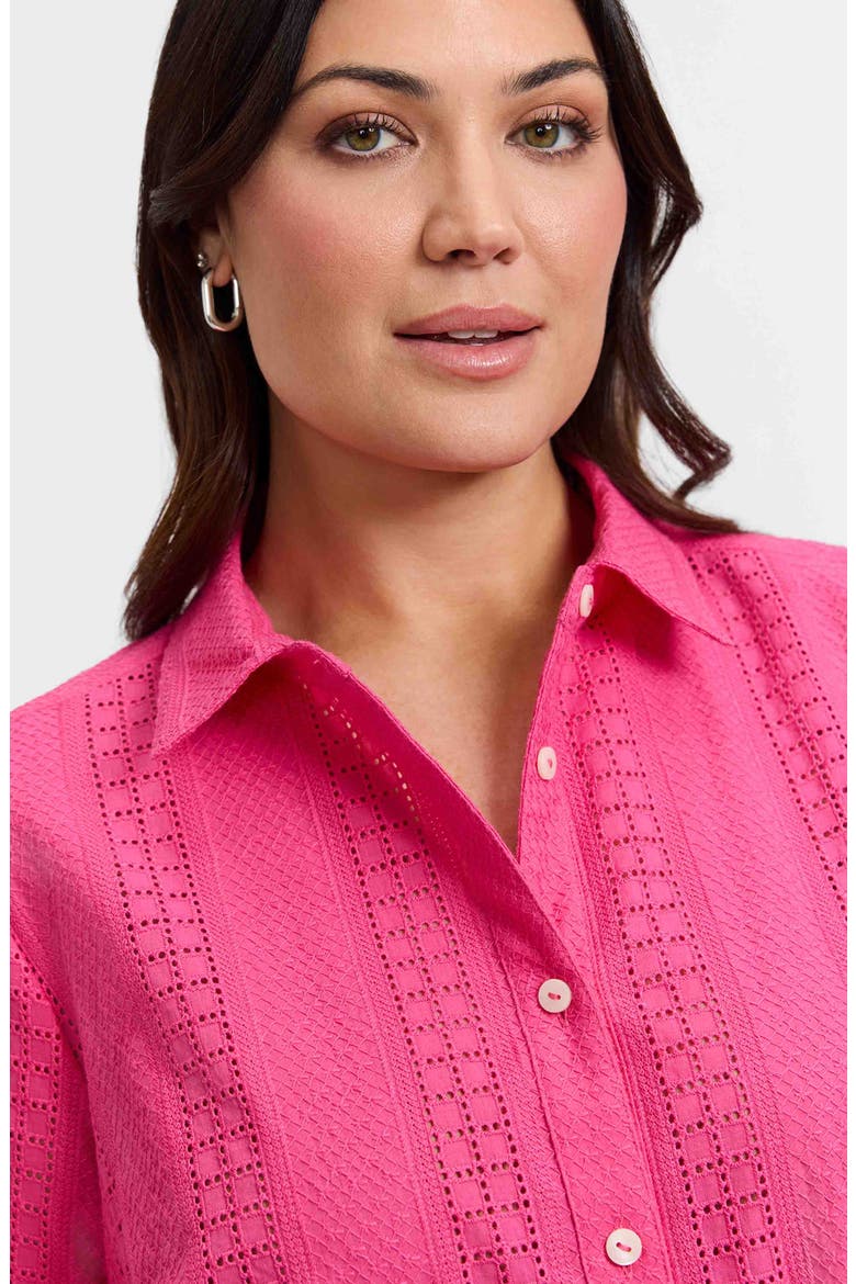 Zoey Mixed Stitch Cotton Button-Up Shirt, Alternate, color, PINK FLAMBE