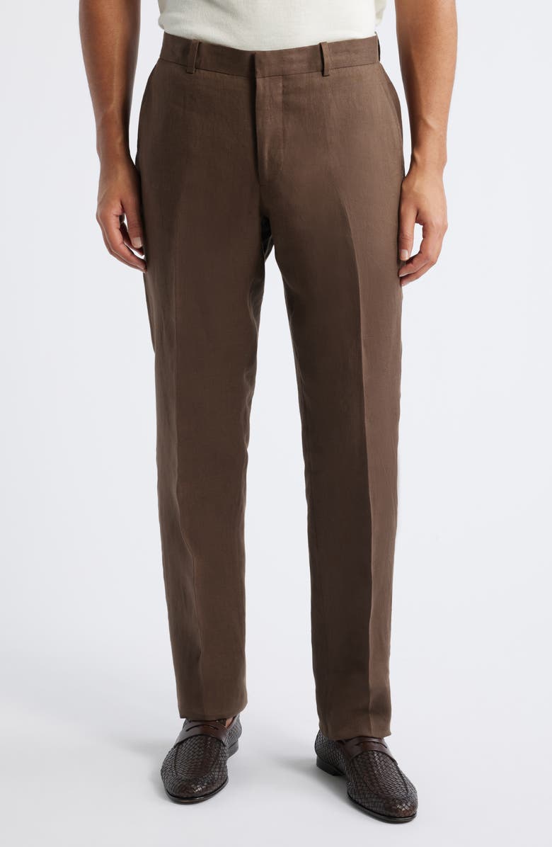 Nordstrom Henrik Trim Fit Italian Linen Suit Separate Pants, Main, color, Brown Cocoa
