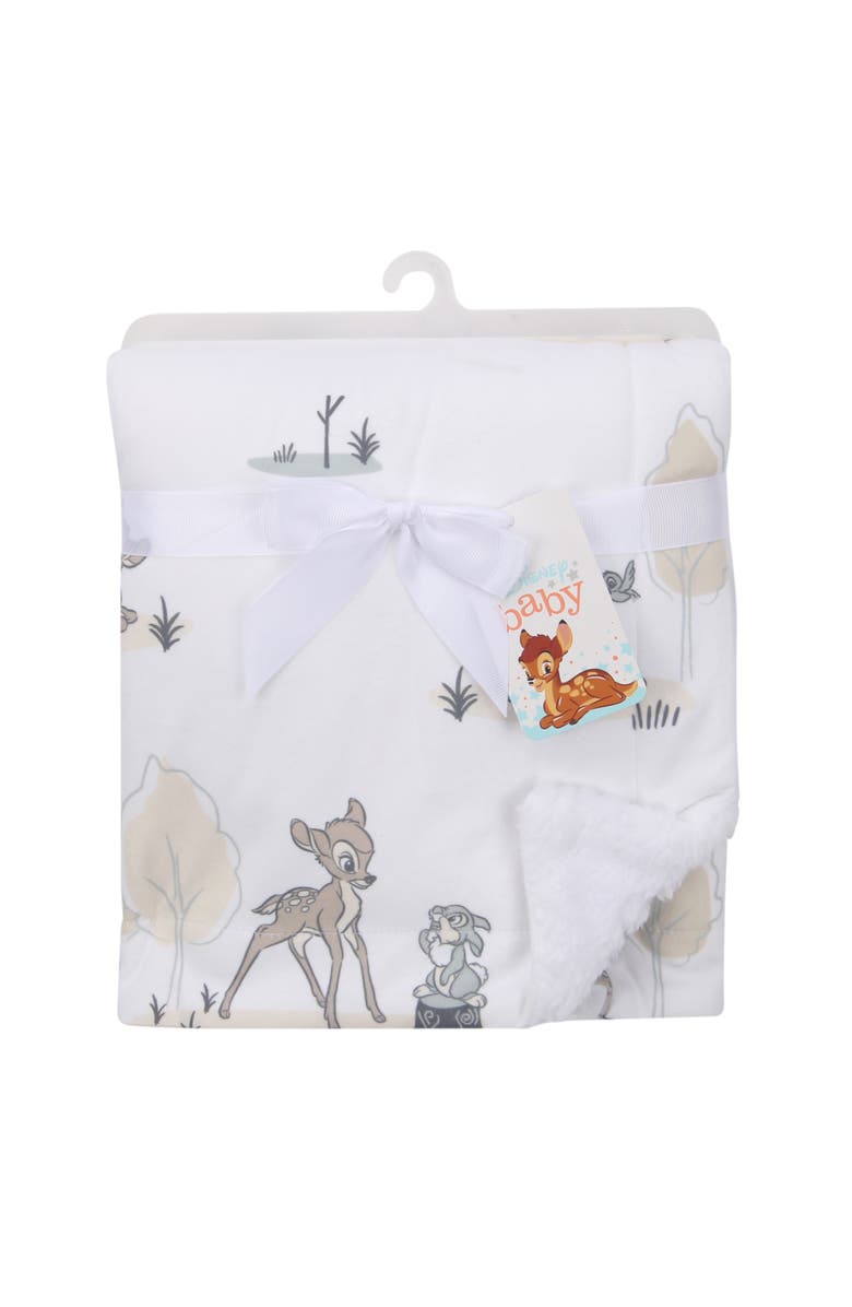 Lambs & Ivy Disney Baby Bambi & Thumper Minky/Fleece Deer Baby Blanket, Alternate, color, White