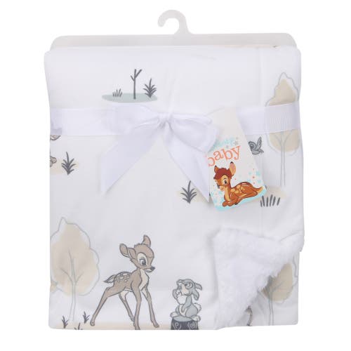 Lambs & Ivy Disney Baby Bambi & Thumper Minky/fleece Deer Baby Blanket In White