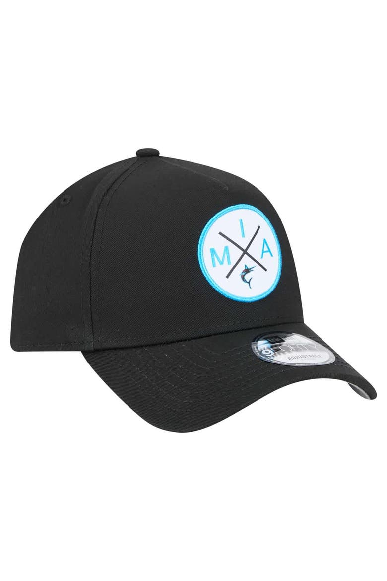 Men's New Era Black Miami Marlins 9FORTY A-Frame Adjustable Hat, Alternate, color, Black