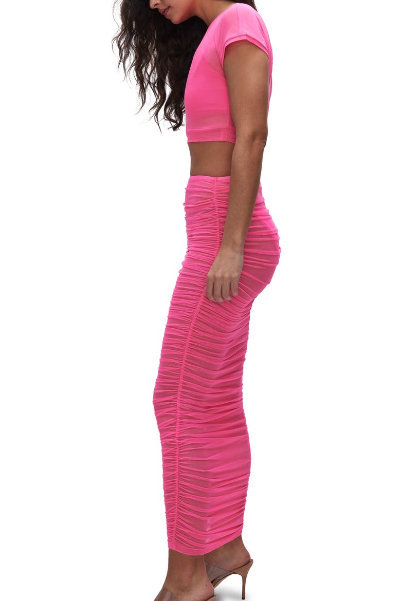 Ruched Mesh Cover-Up Maxi Skirt, Alternate, color, KNOCKOUTPINK001