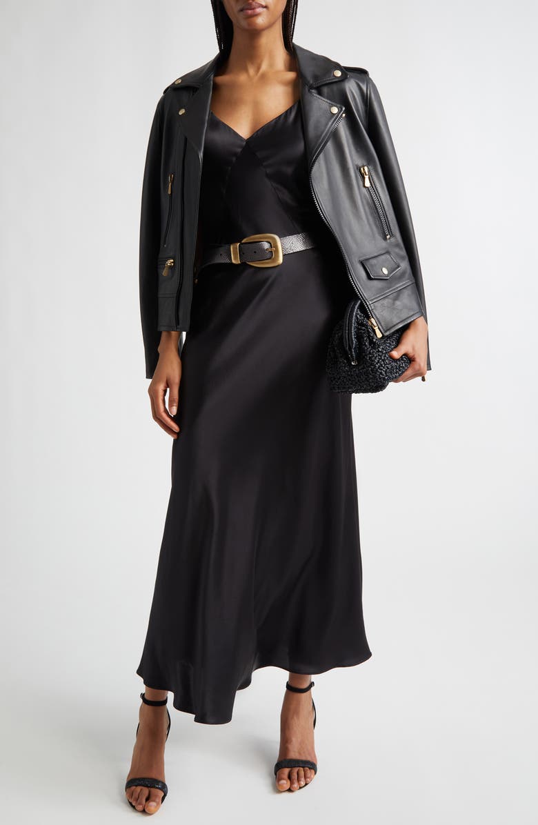 Eleventy Silk Satin Slipdress, Alternate, color, 22 Black