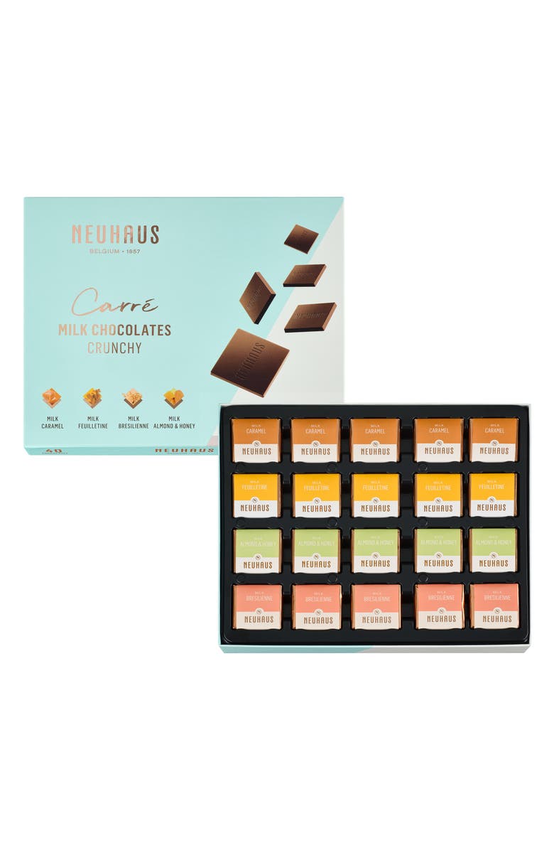 NEUHAUS Carré 40-Piece Crunchy Milk Chocolate Assortment, Alternate, color, Teal