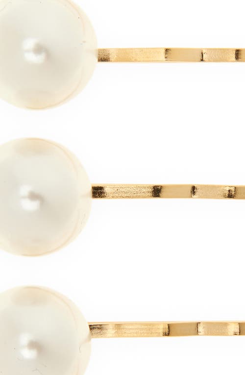 Jennifer Behr Perla Set Of Seven Faux Pearl-embellished Gold-tone Hair Slides