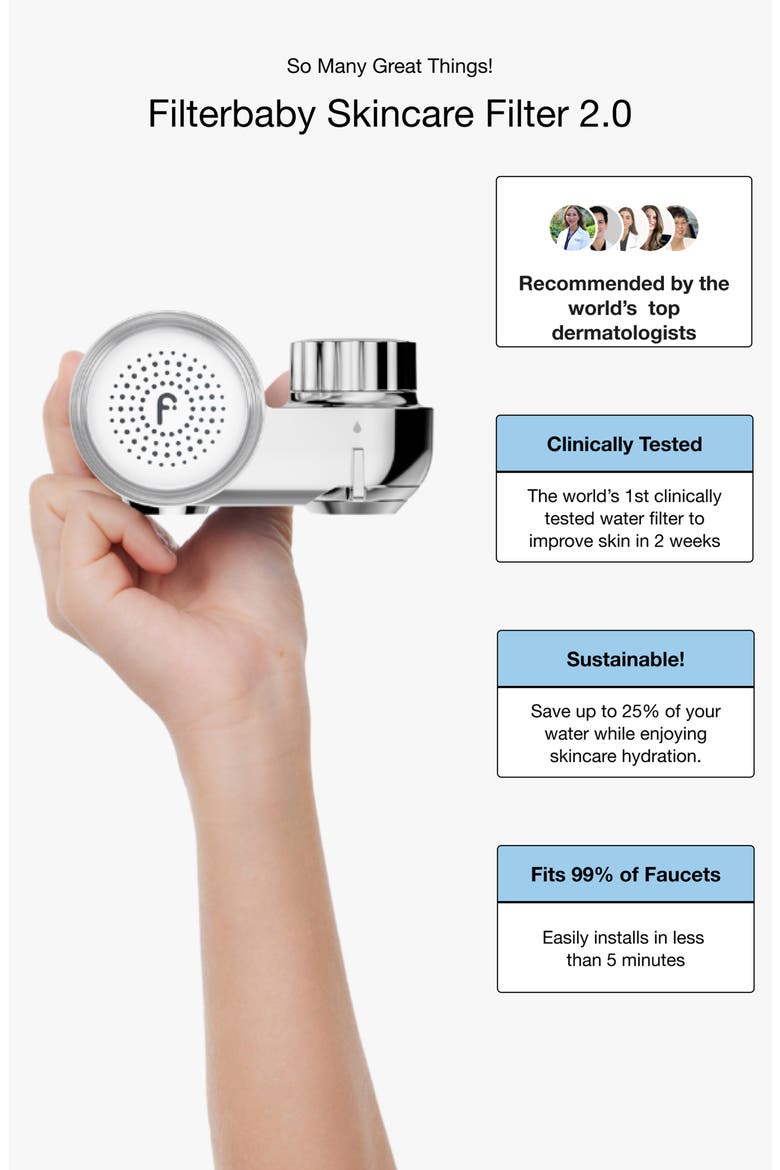 Skincare Water Filter 2.0 + 2 Filter Refills $170 Value, Alternate, color, SHINY CHROME