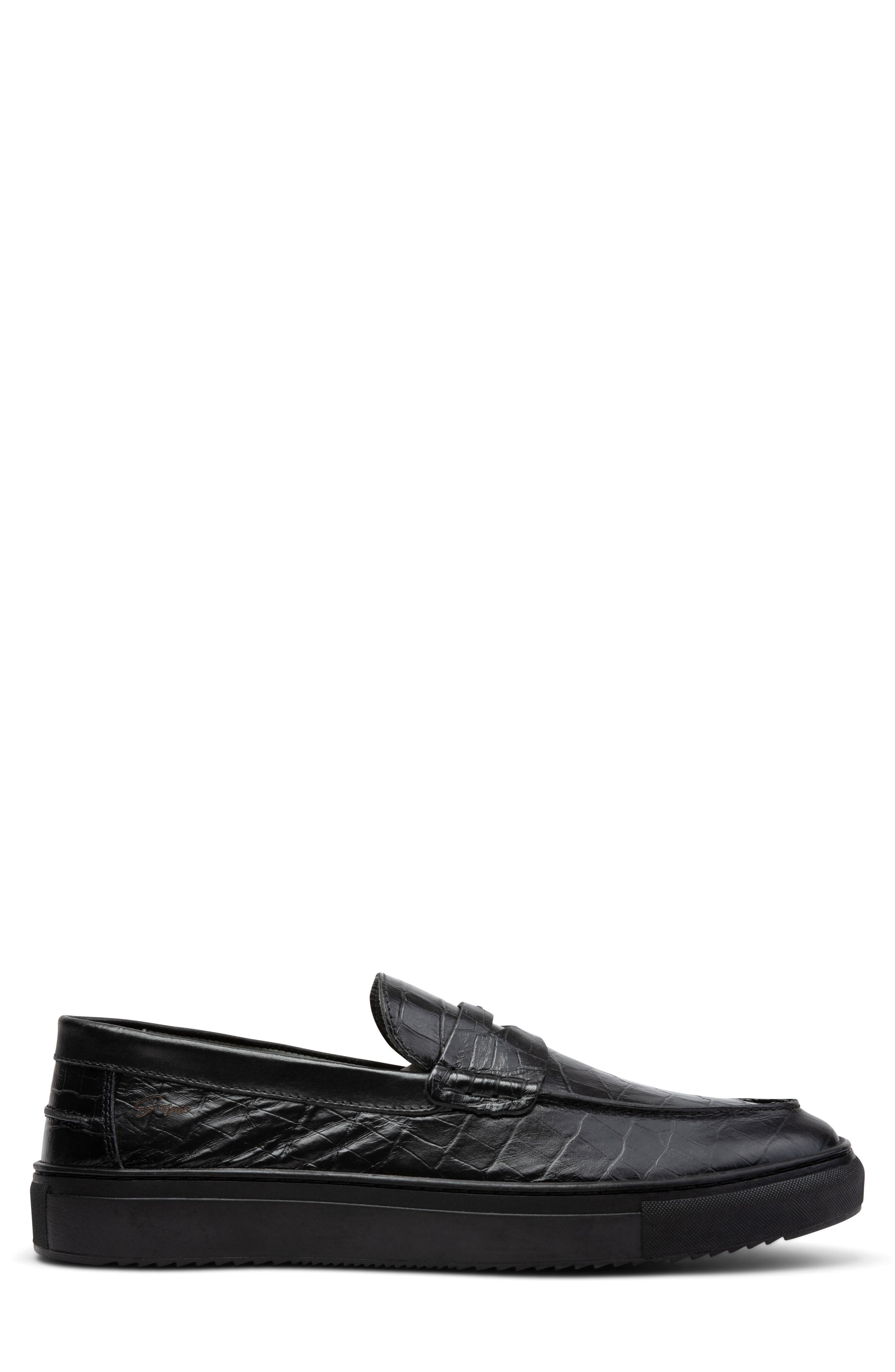 Gernie 22S Penny Loafer Sneaker, Alternate, color, Black Crocodile