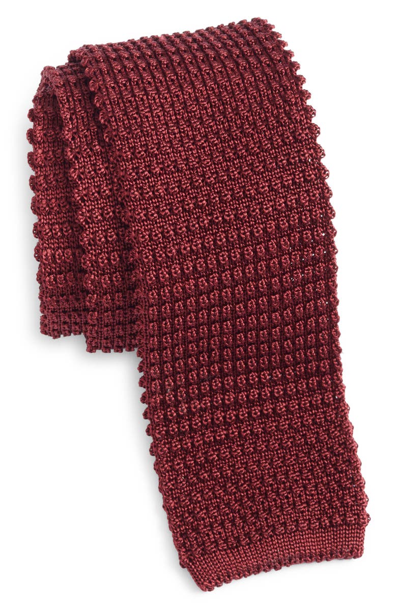 Jack Victor Hudson Silk Knit Tie, Main, color, Burgundy