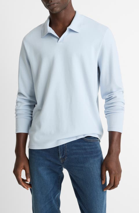 Milano Stitch Johnny Collar Long Sleeve Polo
