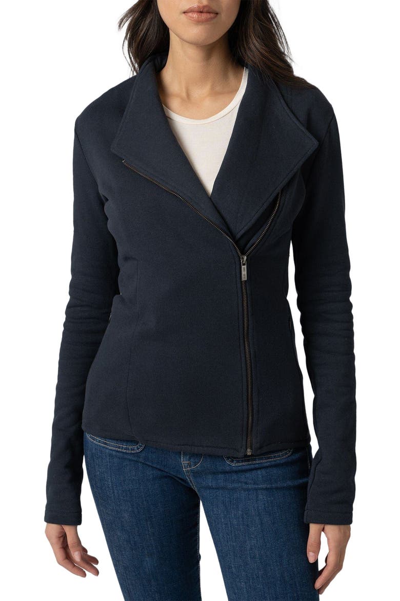 Cotton Biker Jacket, Alternate, color, navy