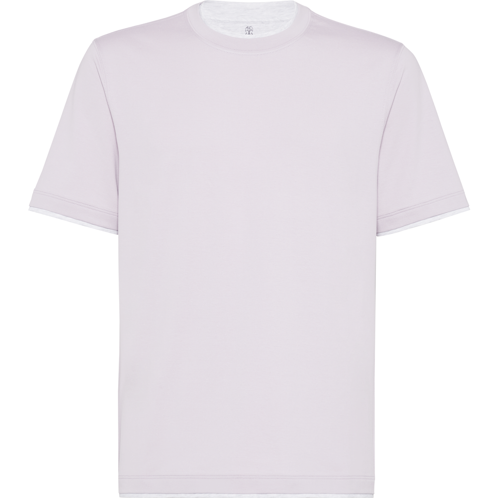 Brunello Cucinelli T-shirt With Layered Design In Lavender