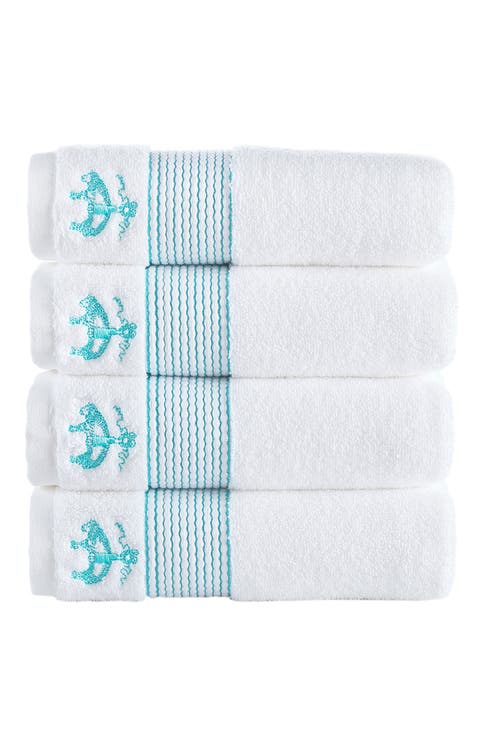 4-Piece Robe Stripe Cotton Towel Set