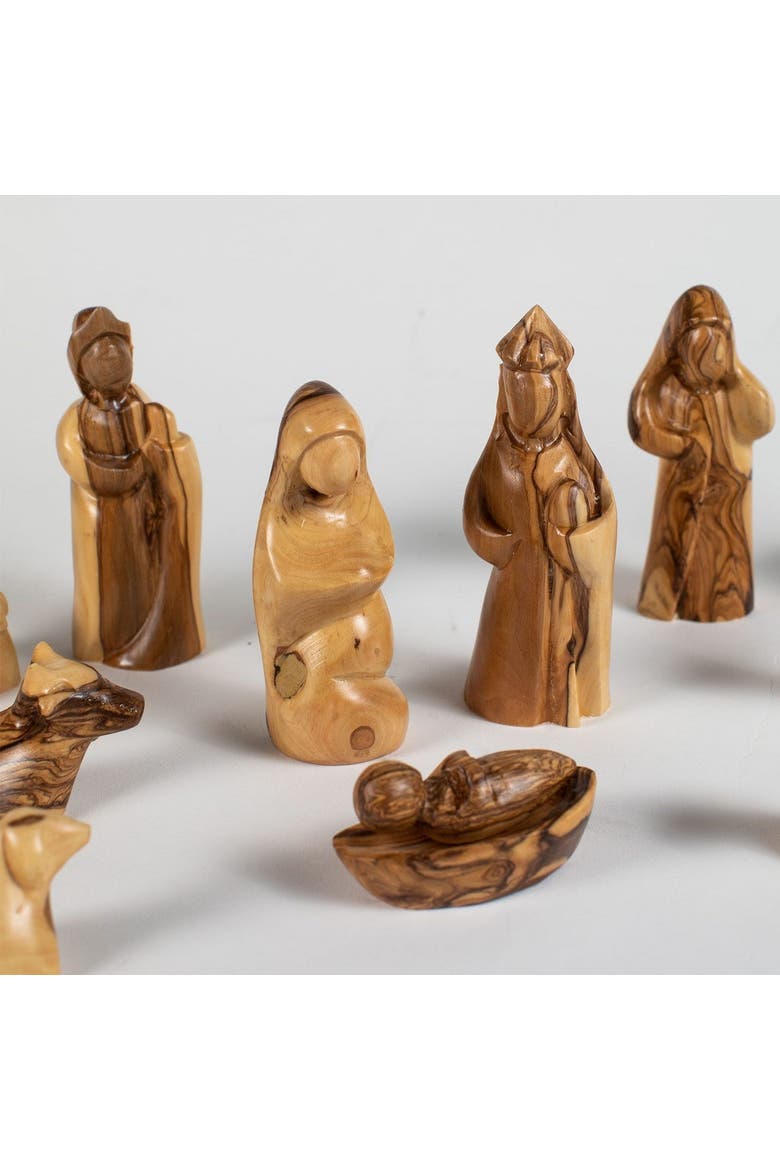 Carved Wood Nativity, Alternate, color, Olive