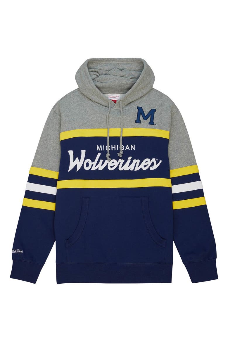 Men's Mitchell & Ness Navy Michigan Wolverines Head Coach Pullover Hoodie, Alternate, color, Navy