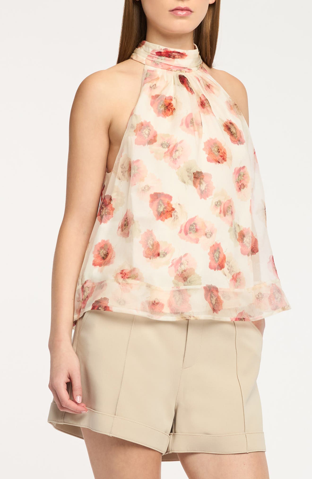 Brennan Floating Poppies Silk Sleeveless Top