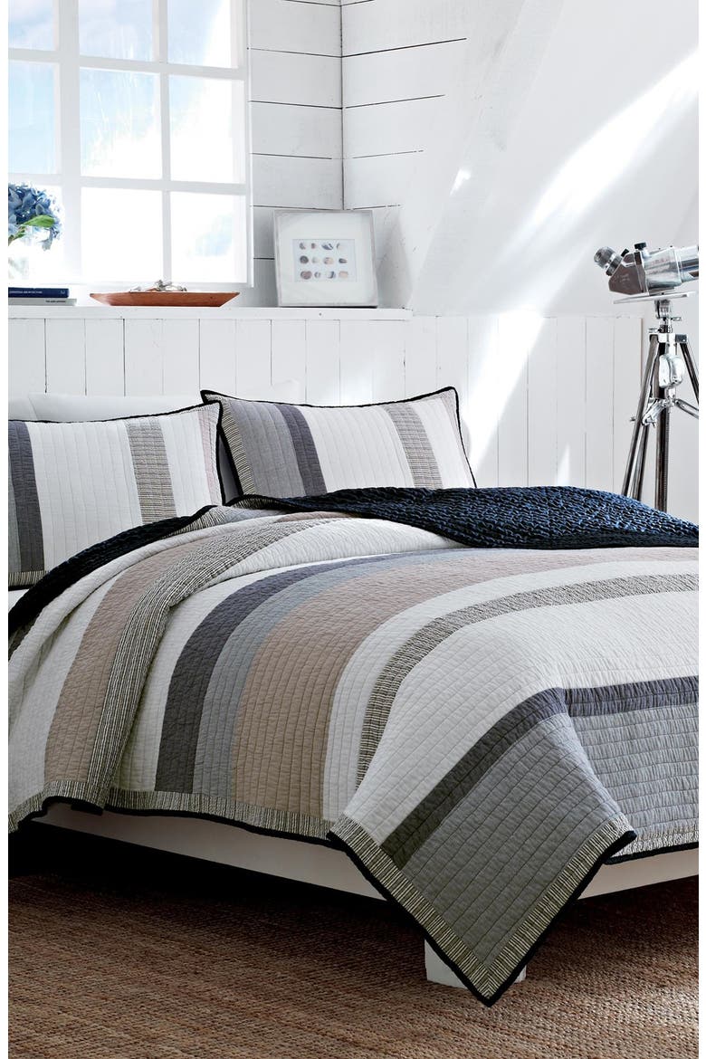 'Tideway' Reversible Quilt, Main, color, GREY/ KHAKI