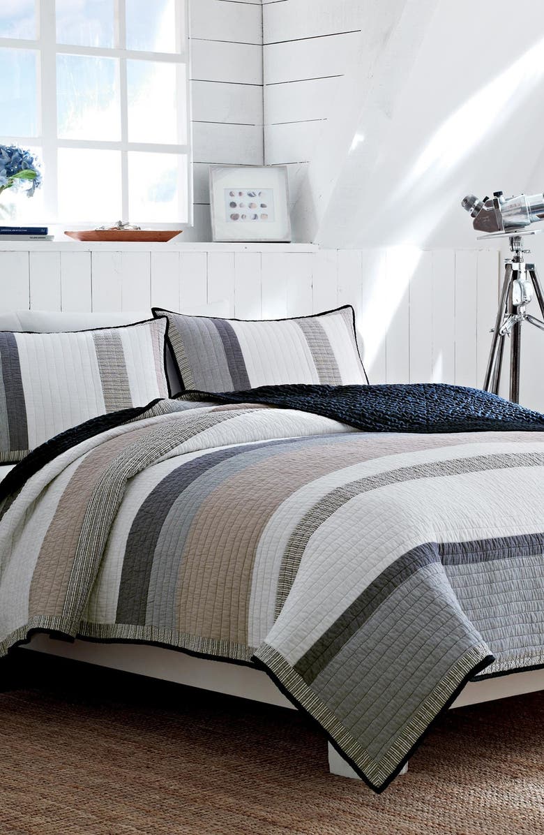 Nautica 'Tideway' Reversible Quilt, Main, color, Grey/ Khaki