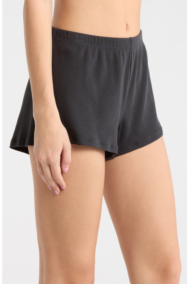 Stretch Cotton Rib Loose Shorts, Alternate, color, SOOT