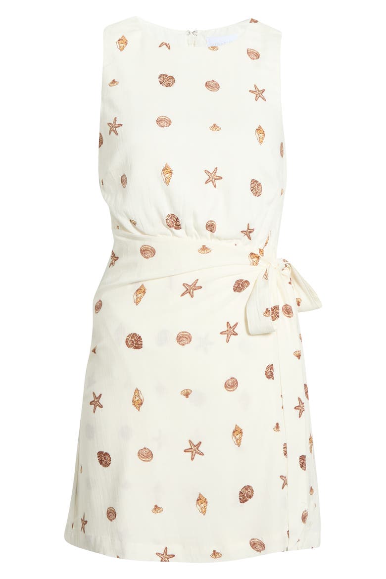 Cerise Shells Janis Faux Wrap Minidress, Alternate, color, IVORY-BROWN