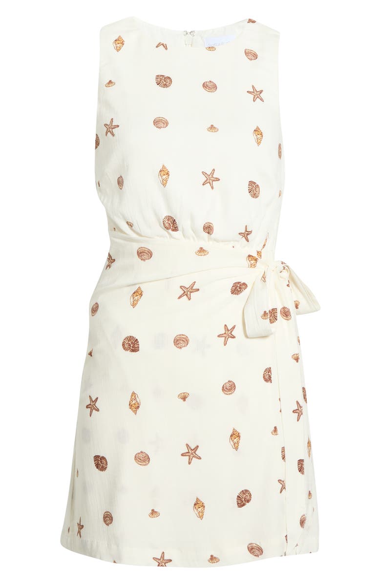 SUGARLIPS Cerise Shells Janis Faux Wrap Minidress, Main, color, Ivory-Brown