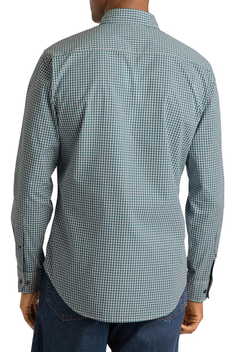 Everyday Slim Fit Gingham Stretch Button-Down Oxford Shirt, Alternate, color, TEAL PINK RALEIGH GINGHAM