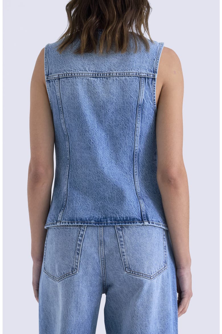 Gia Fitted Collarless Denim Vest, Alternate, color, HAZY