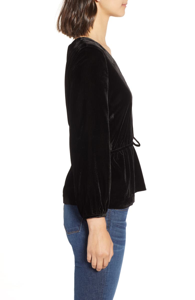 J.Crew Faux Wrap Velvet Top, Alternate, color,