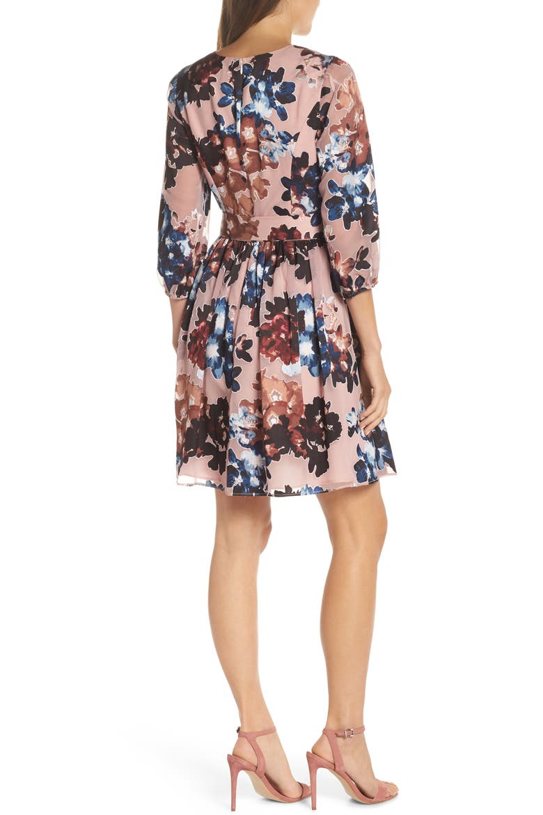 Burnout Floral Fit & Flare Dress, Alternate, color, BLUSH MULTI