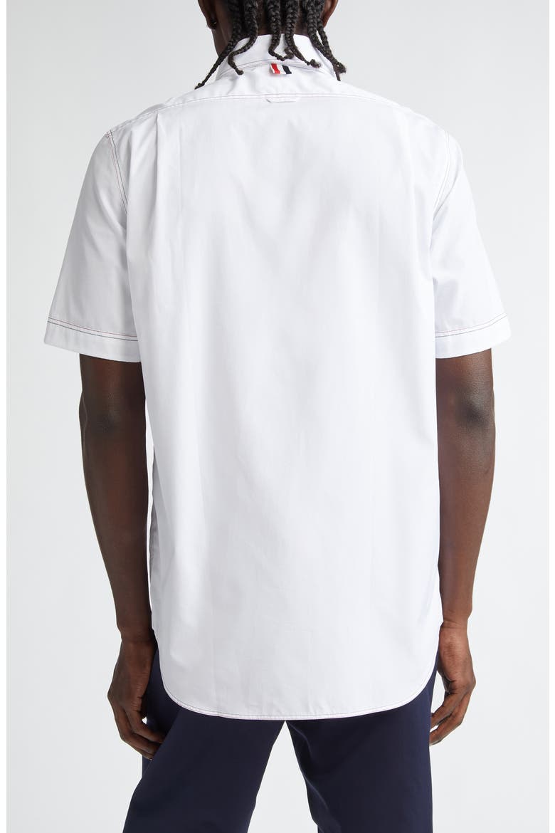 Straight Fit Short Sleeve Cotton Poplin Button-Down Shirt, Alternate, color, WHITE