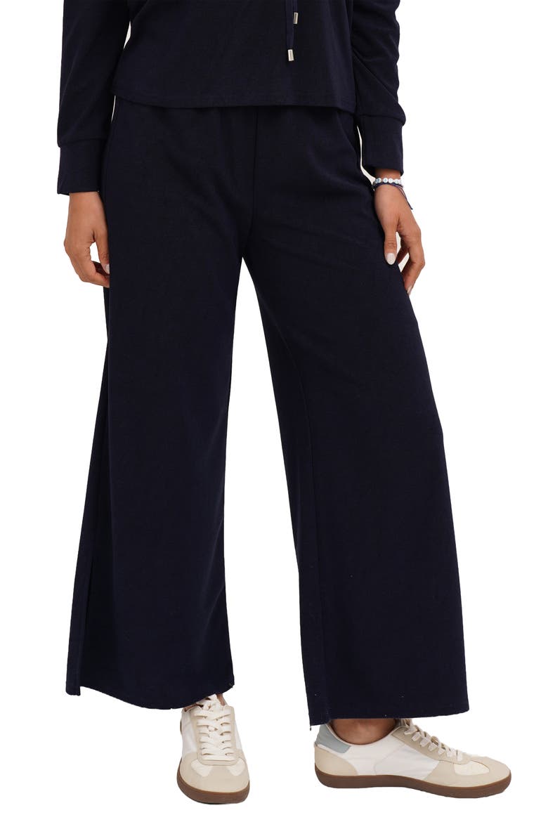 Towel Terry Wide Leg Pants, Alternate, color, ECLIPSE