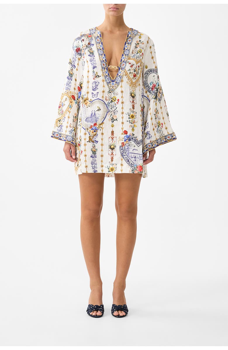 Camilla Deep V Neck Hardware Short Kaftan, Main, color, The Pottery Parlour