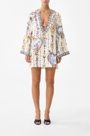 Camilla Deep V Neck Hardware Short Kaftan