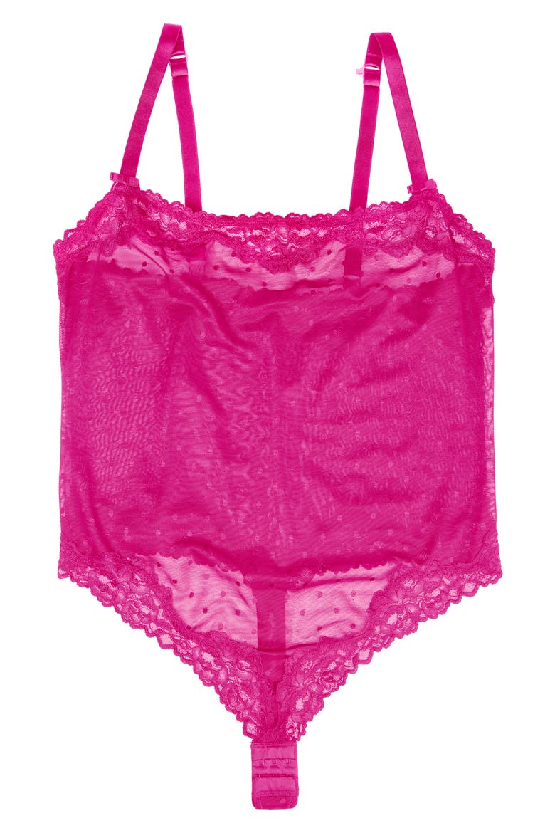 Sheer Whisper Lace Thong Teddy, Alternate, color, GLAMBERRY