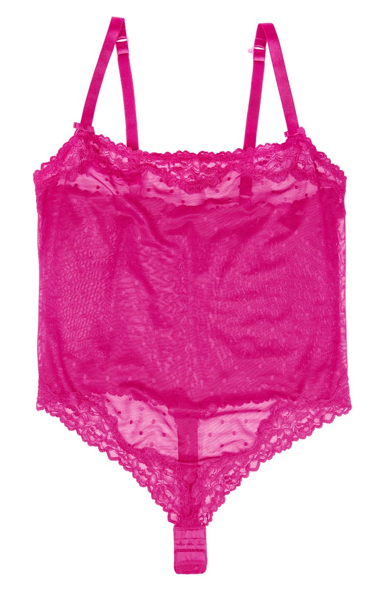 Curvy Couture Sheer Whisper Lace Thong Teddy, Alternate, color, Glamberry