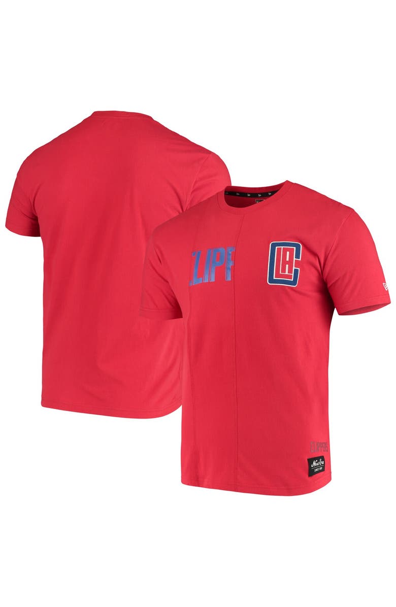 New Era Men's New Era Red LA Clippers Wordmark Logo Cut & Sew Applique Brushed T-Shirt, Main, color, 
