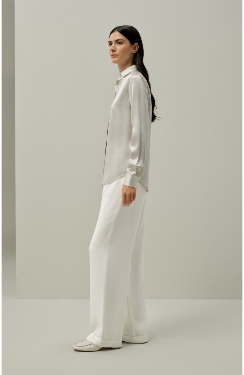 Lilysilk Spread Collar Silk Shirt, Alternate, color, Pale-Gray