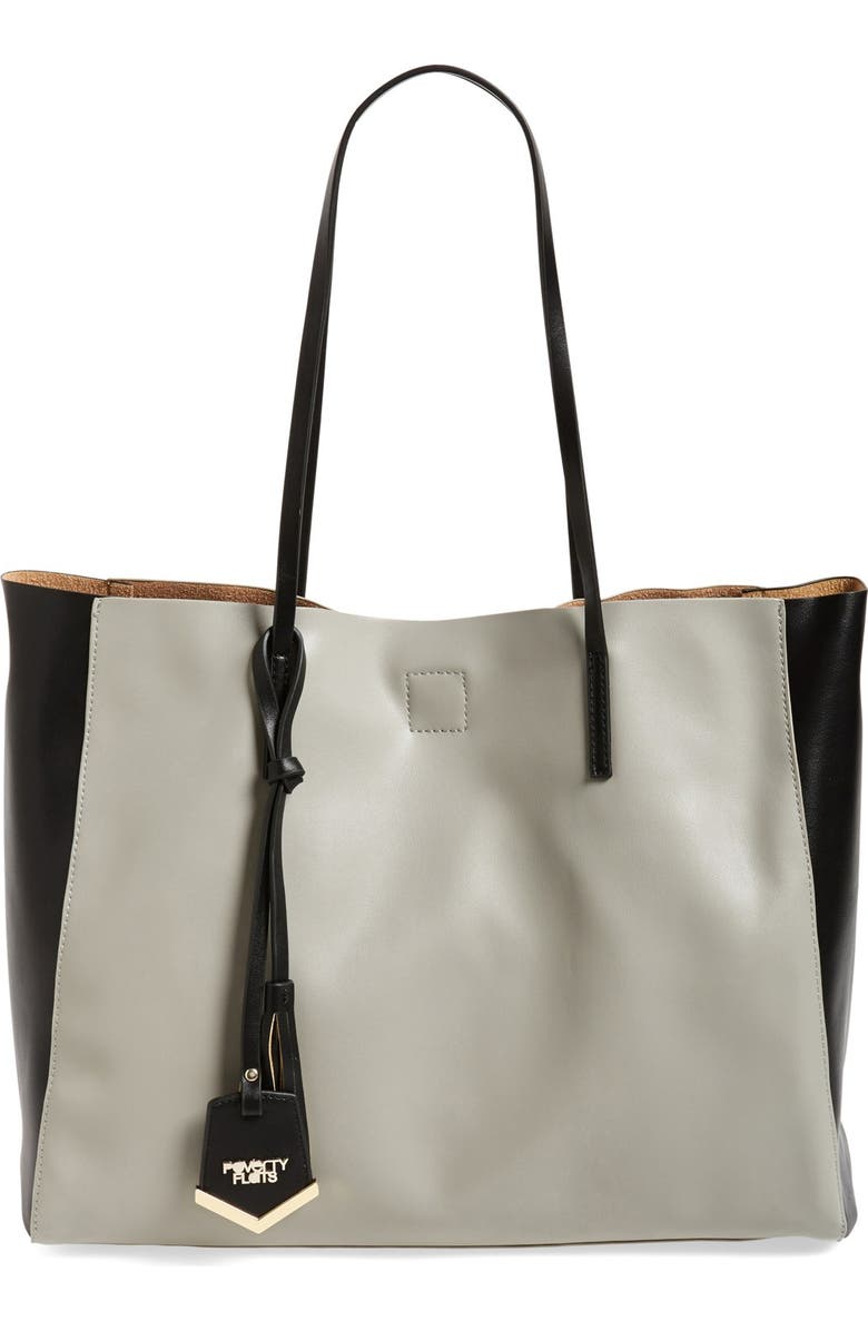 POVERTY FLATS by rian 'Colorful' Colorblock Faux Leather Shopper, Main, color,