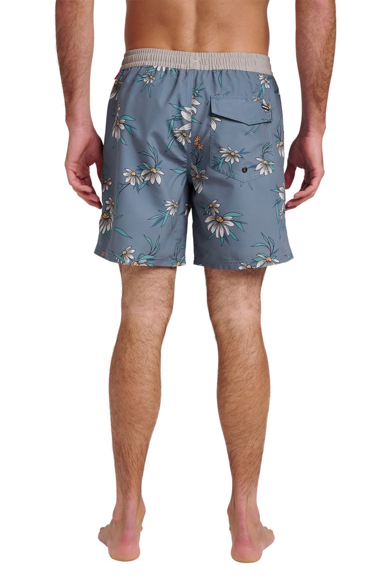 Everyday Water Repellent Coastal Flora Volley 6-Inch Swim Trunks, Alternate, color, CHINA BLUE