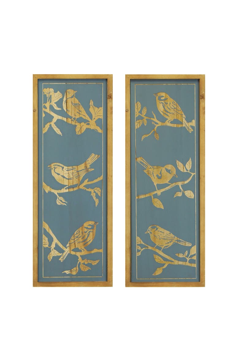 Portrait Floral Bird Wall Art Set of 2, Main, color, Blue