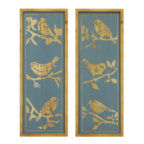 Portrait Floral Bird Wall Art Set of 2