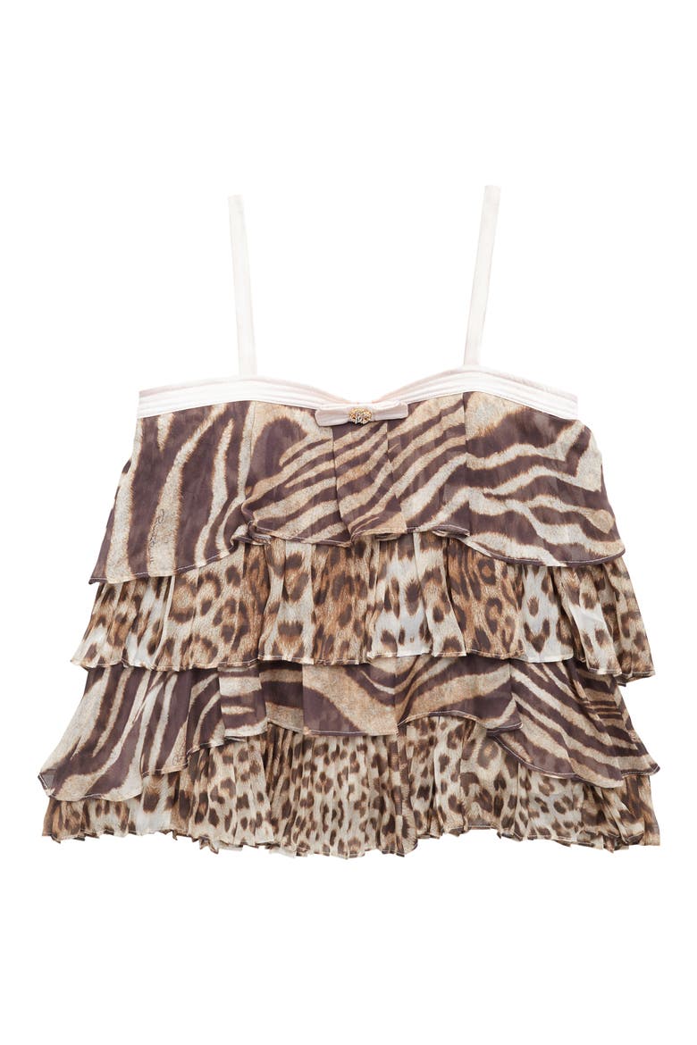 Kids' Animal Print Ruffle Silk Dress, Main, color, MULTICOLOR