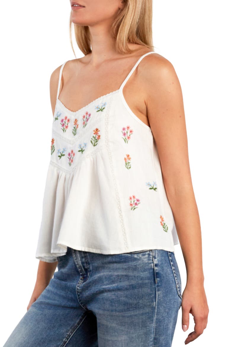 Honeysuckle Embroidered Camisole, Alternate, color, WHITE FLOWER