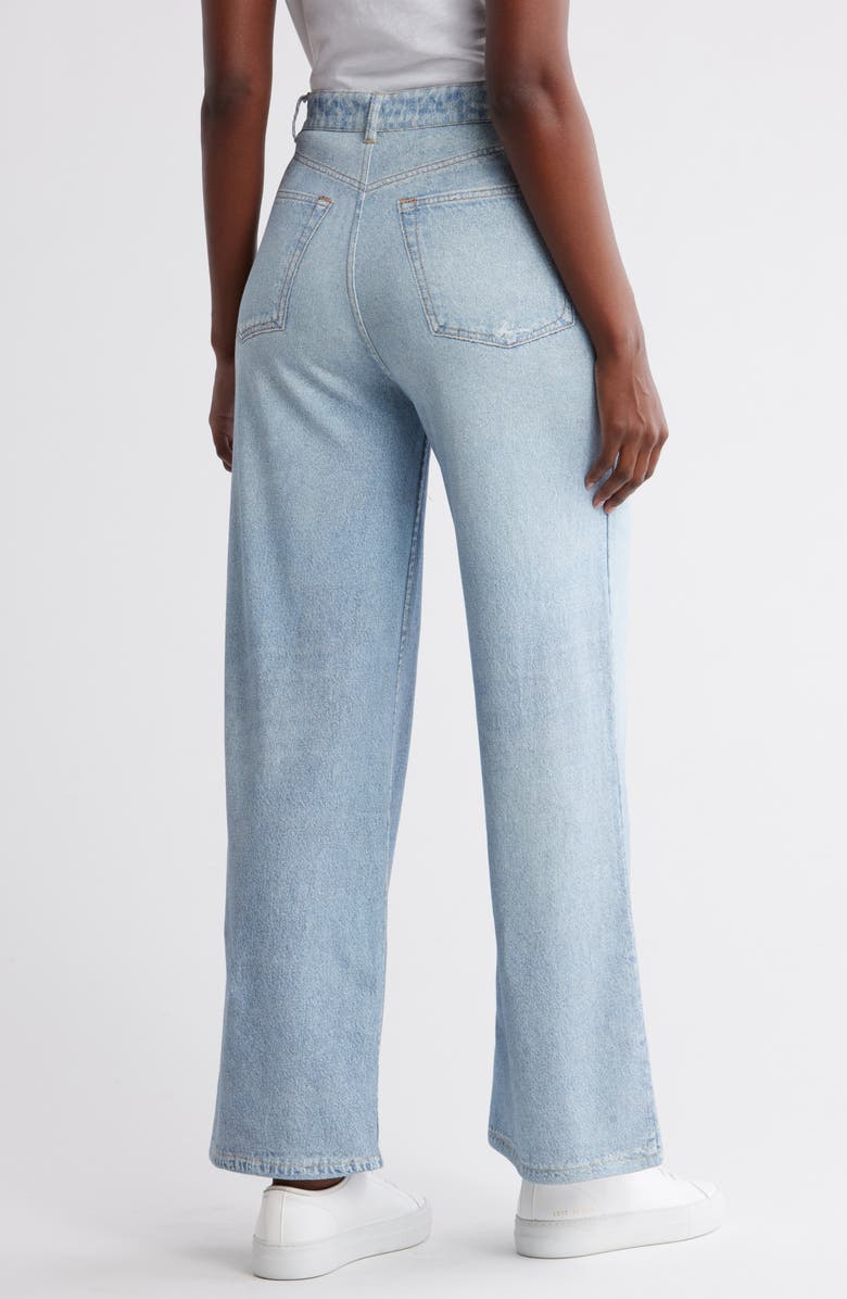 ECRU Mirage Denim Printed French Terry Wide Leg Pants, Alternate, color, Light Wash