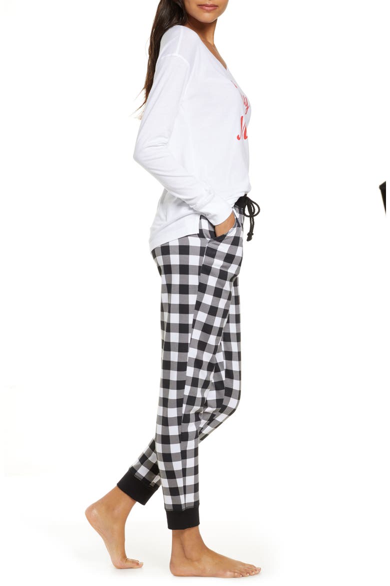 Jersey & Fleece Pajamas, Alternate, color, BLACK BUFFALO CHECK