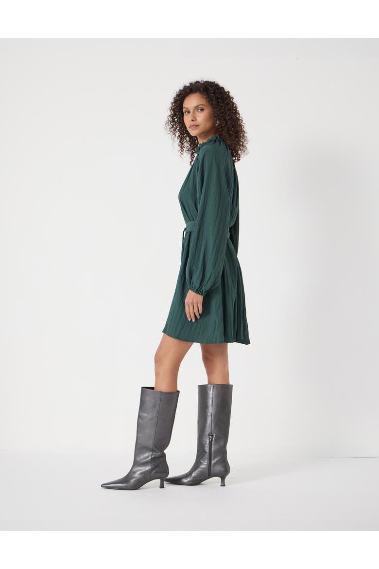 Ruffled Long Sleeve Mini Dress, Alternate, color, Teal Green